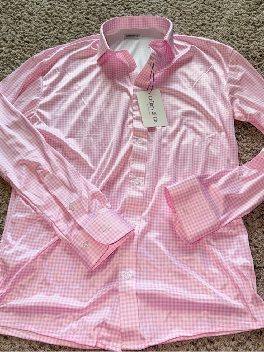 Collars & Co. Men's Pink Gingham Dress Shirt